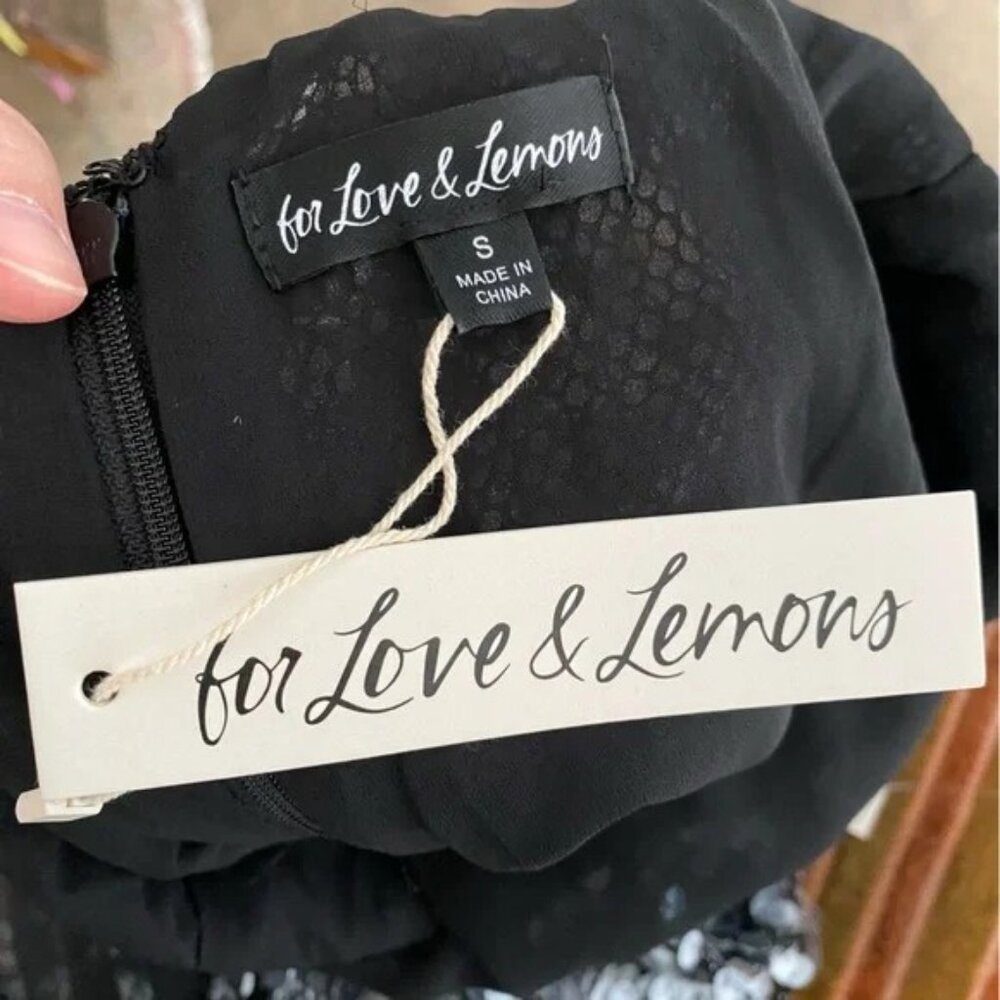 Black For Love And Lemons “Christelle” Sequin Maxi Gown Size Small NWT - Picture 15 of 17